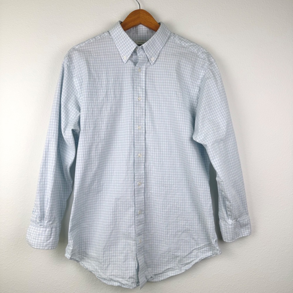 Jos. A. Bank Button Down Mens 17 34/35 Blue Excellent Tailored Fit Grid Check